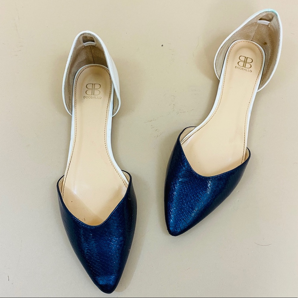 Dooballo Hera Two Tone Pointed Toe Flats 10 - Picture 2 of 9